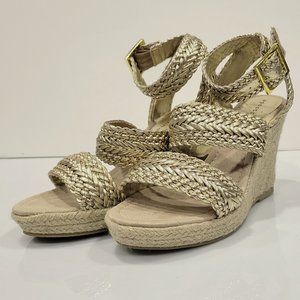 Gold Apostrophe Audrey Braided Metallic Wedge, Espadrille, Size 8M